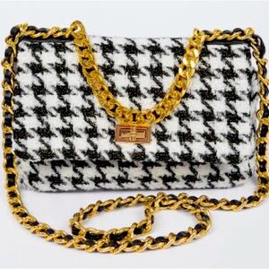 Quilted Tweed Houndstooth Chain Shoulder Bag - NWT